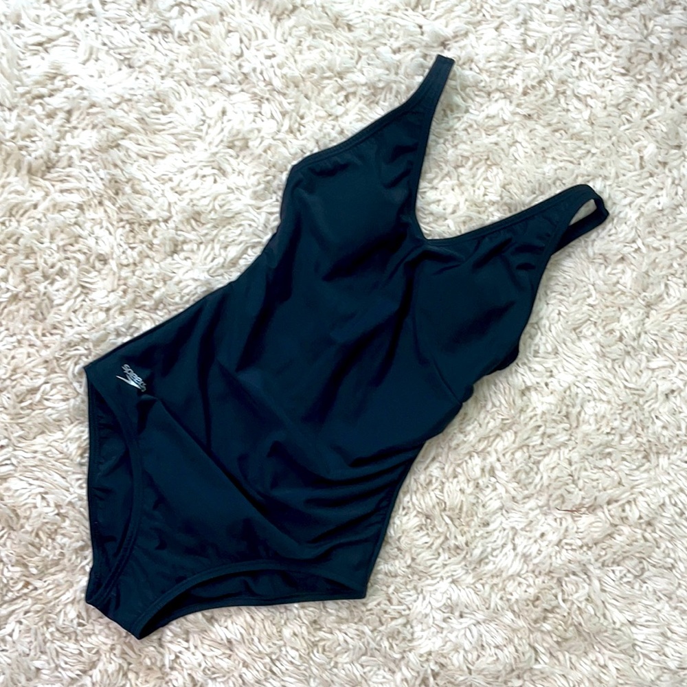 Speedo Black Ruched One Piece Swimsuit